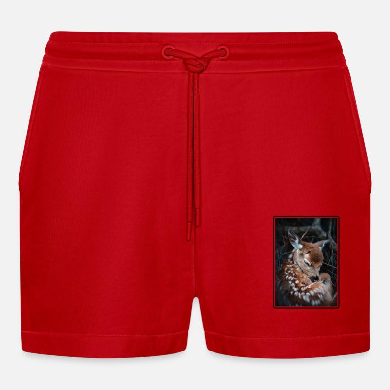 Hirsche Hirsch - Organic Relaxed Cropped Shorts Made in EU - Rot
