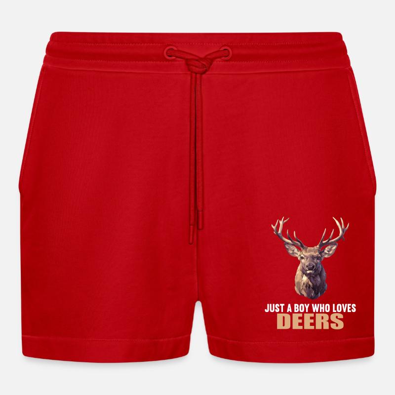 Hirsche Hirsch - Organic Relaxed Cropped Shorts Made in EU - Rot