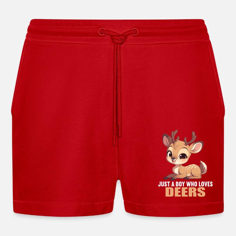 Hirsche Hirsch - Organic Relaxed Cropped Shorts Made in EU - Rot