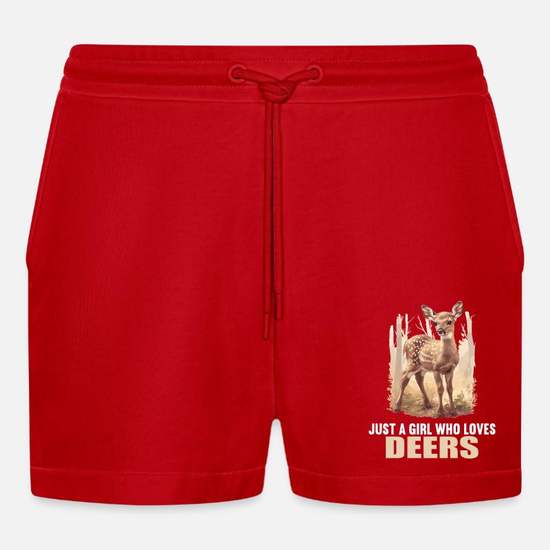 Hirsche Hirsch - Organic Relaxed Cropped Shorts Made in EU - Rot