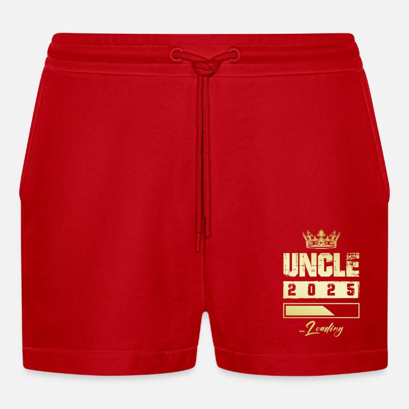 Uncle 2025 Loading - Organic Relaxed Cropped Shorts Made in EU - red
