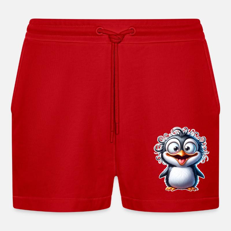 Pinguin - Organic Relaxed Cropped Shorts Made in EU - Rot