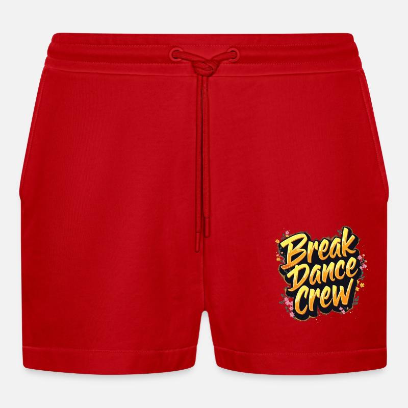 Breakdance Crew Breakdance Breakdancing Breakdance - Organic Relaxed Cropped Shorts Made in EU - Rot