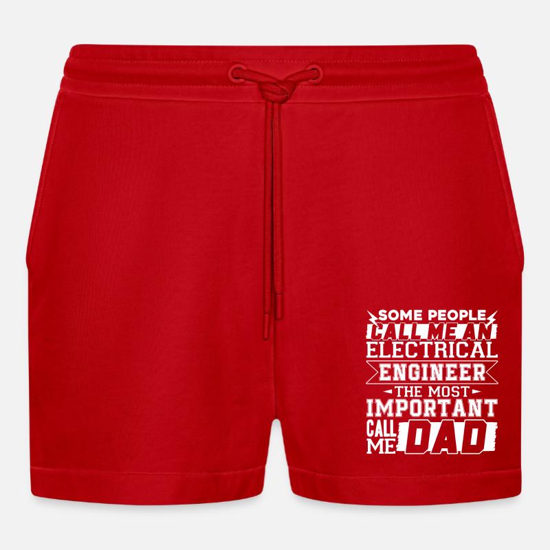 Funny Electrical Engineer Dad - Organic Relaxed Cropped Shorts Made in EU - red
