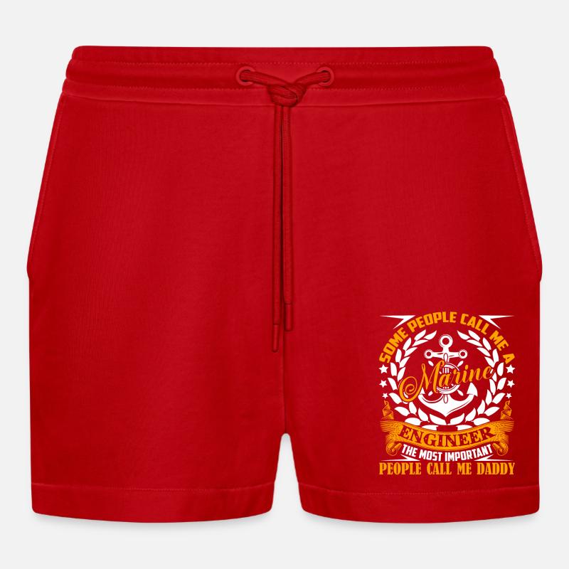 Marine Engineer Marine Engineer Daddy - Organic Relaxed Cropped Shorts Made in EU - red