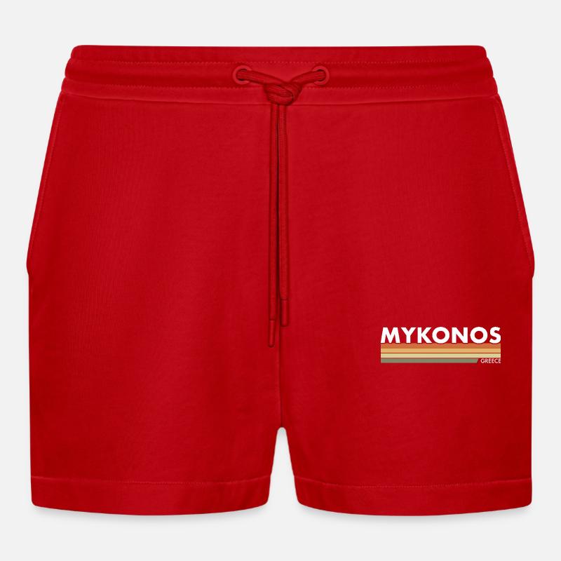 Mykonos Hellas gresk gresk - Organic Relaxed cropped shorts produsert i EU - rød