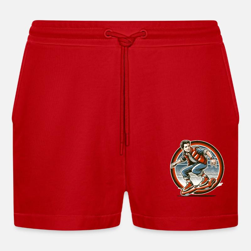 Hoverboarding is timeless fun - Organic Relaxed Cropped Shorts Made in EU - red