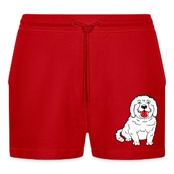 Lieber Hund Streckt Glücklich Brav Zunge Heraus - Organic Relaxed Cropped Shorts Made in EU - Rot - Vorne