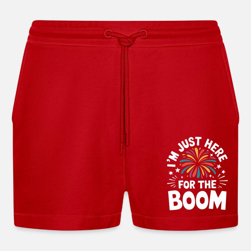 Pyrotechnics Fireworks Pyrotechnics - Organic Relaxed Cropped Shorts Made in EU - red