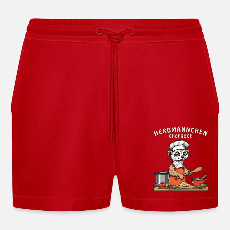 HERDMÄNNCHEN CHEFKOCH - Organic Relaxed Cropped Shorts Made in EU - Rot