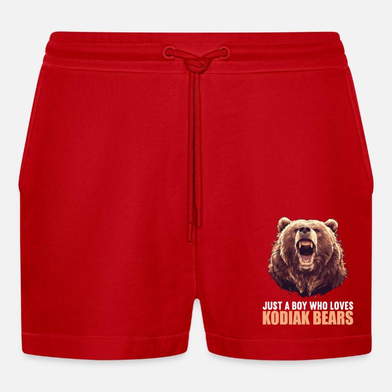 Kodiak Bear Kodiak Bear - Organic Relaxed Cropped Shorts Made in EU - red