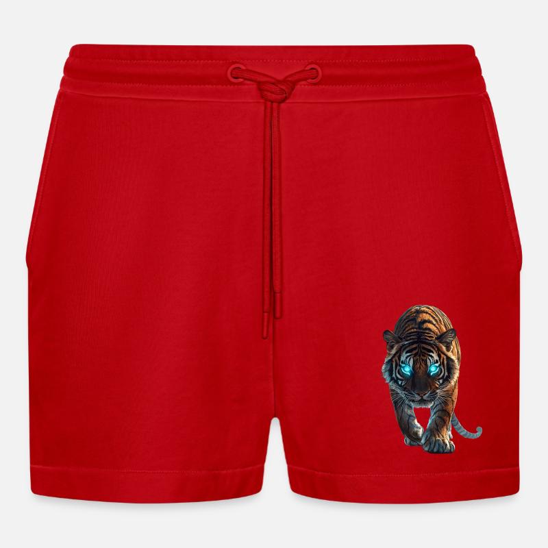 Tiger - Organic Relaxed Cropped Shorts Made in EU - Rot