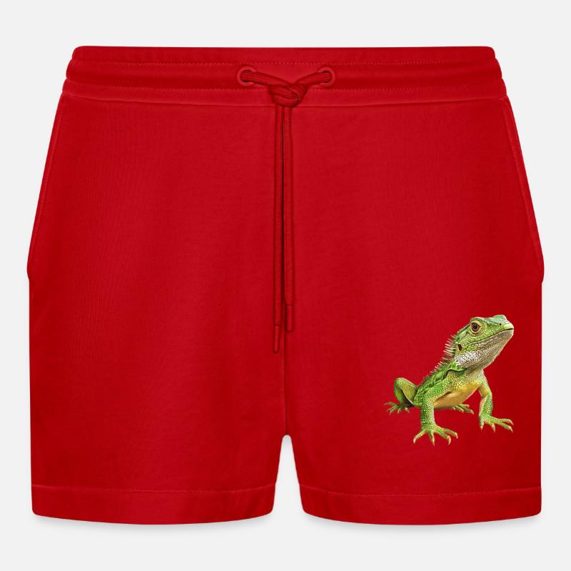 Eidechsen Eidechse - Organic Relaxed Cropped Shorts Made in EU - Rot