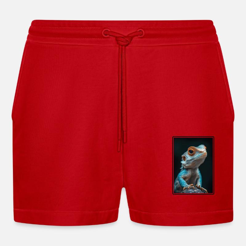 Eidechsen Eidechse - Organic Relaxed Cropped Shorts Made in EU - Rot