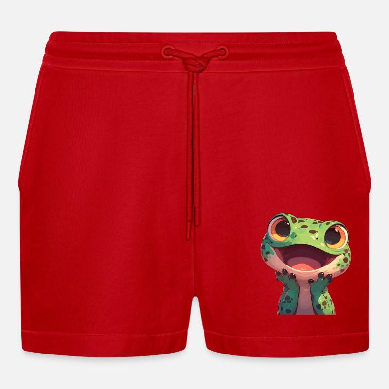 Eidechsen Eidechse - Organic Relaxed Cropped Shorts Made in EU - Rot