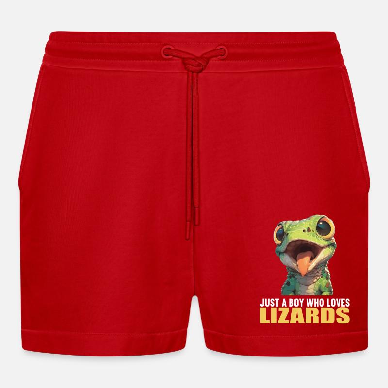 Eidechsen Eidechse - Organic Relaxed Cropped Shorts Made in EU - Rot