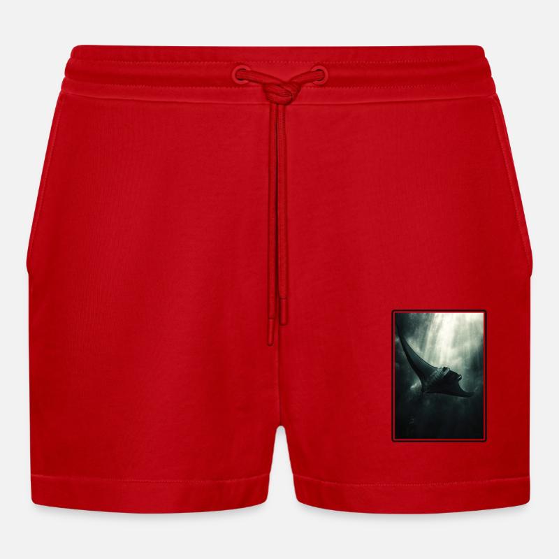 Manta Rays Manta Rays - Organic Relaxed Cropped Shorts Made in EU - red