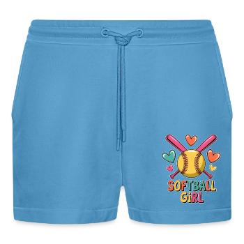 Softball Fille Fille Drôle Softball Cadeau - Short bio décontracté court fabriqué en UE -  Sol Blue - Devant