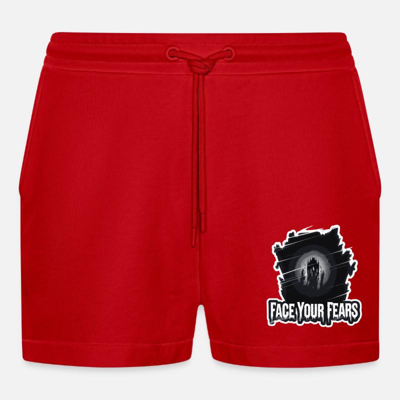 DEINE SCHLIMMSTEN ÄNGSTE - Organic Relaxed Cropped Shorts Made in EU - Rot
