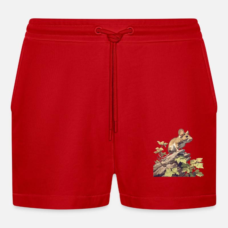 Mäuse Maus - Organic Relaxed Cropped Shorts Made in EU - Rot