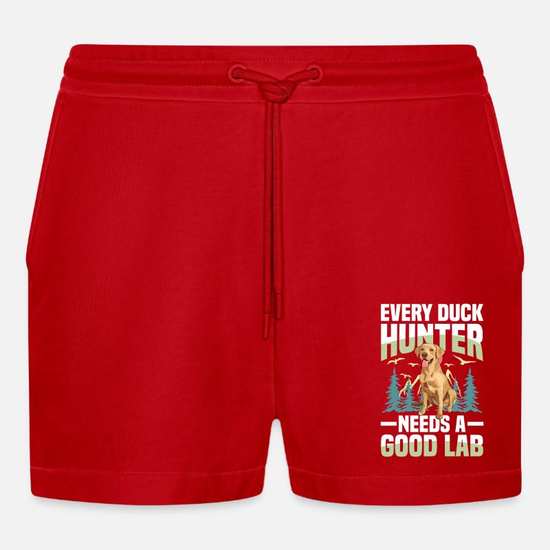 Jagd Mit Labrador - Organic Relaxed Cropped Shorts Made in EU - Rot