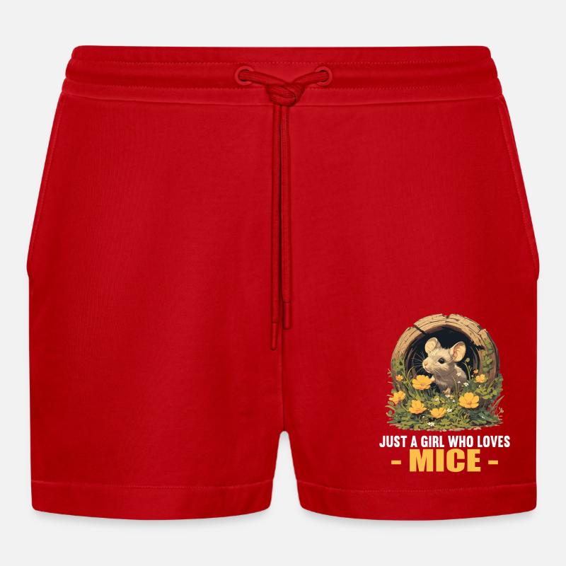 Mäuse Maus - Organic Relaxed Cropped Shorts Made in EU - Rot