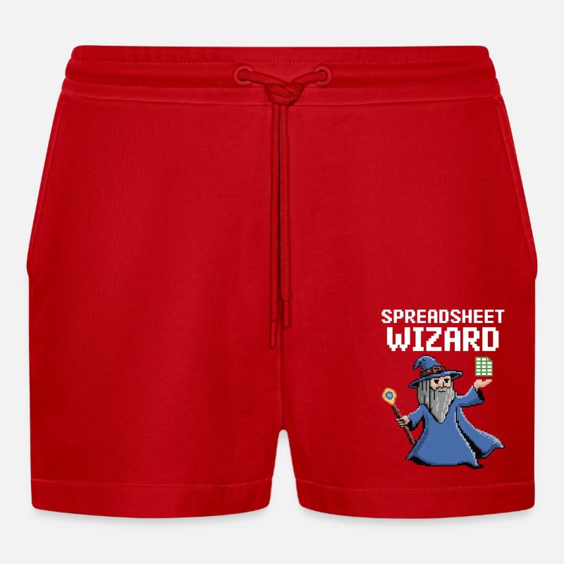 Tabellenkalkulations-Assistent Lustiger Controller Buchhalter - Organic Relaxed Cropped Shorts Made in EU - Rot