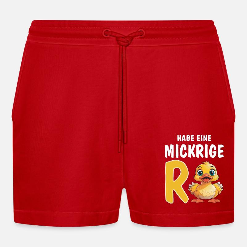 HABE EINE MICKRIGE RENTE - Organic Relaxed Cropped Shorts Made in EU - Rot