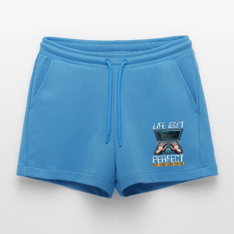 Coder Life Isn't Perfect But Your Code Developer Organic Relaxed Cropped Shorts Made in EU