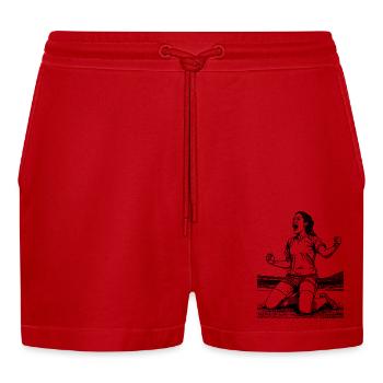 Footballer's shirt: Goal celebration with a sense of victory - Organic Relaxed Cropped Shorts Made in EU - red - Front