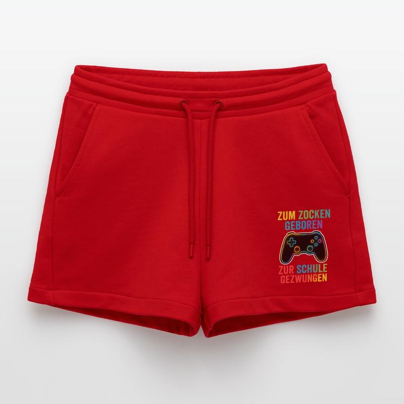Zocken statt Schule – Regenbogen Controller Organic Relaxed Cropped Shorts Made in EU