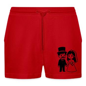 Brautpaar Ehepaar Anime - Organic Relaxed Cropped Shorts Made in EU - Rot - Vorne