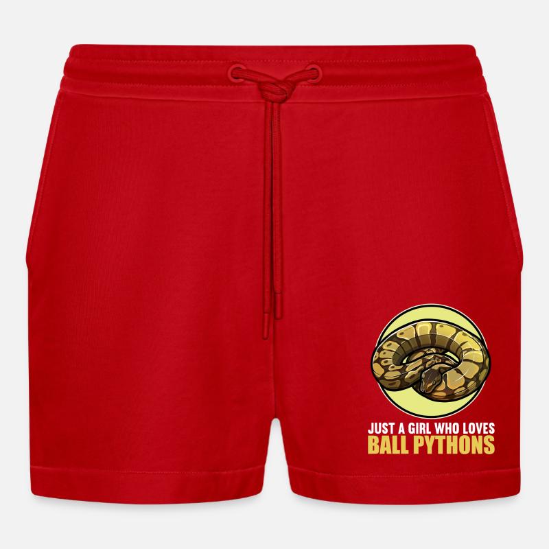 Ball Python Königspythons Königspython - Organic Relaxed Cropped Shorts Made in EU - Rot