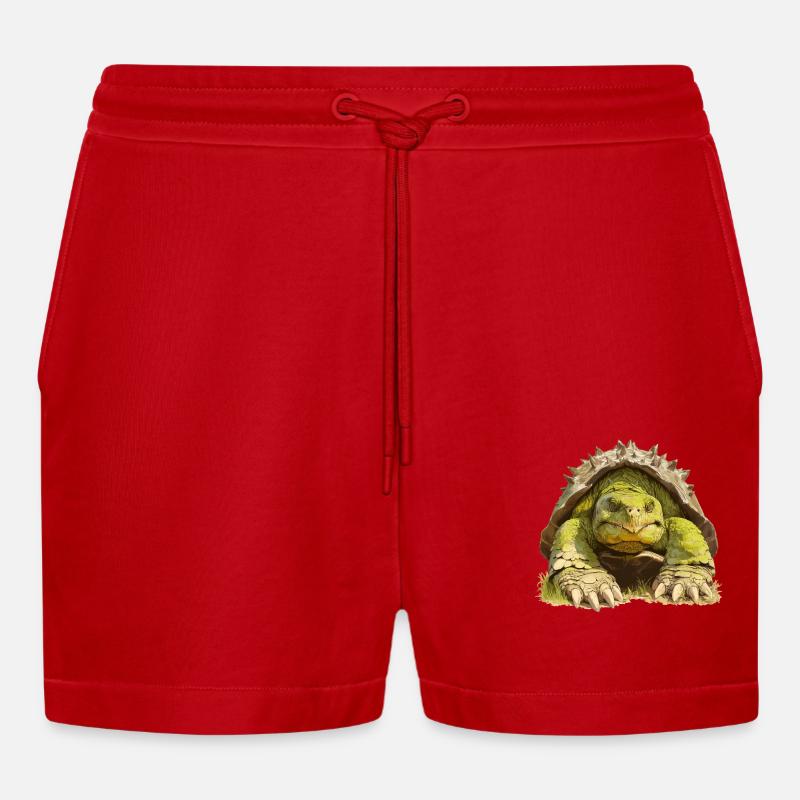 Snapping Turtles Snapping Turtle - Organic Relaxed Cropped Shorts Made in EU - red