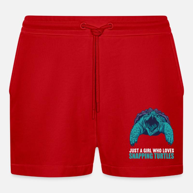 Snapping Turtles Snapping Turtle - Organic Relaxed Cropped Shorts Made in EU - red