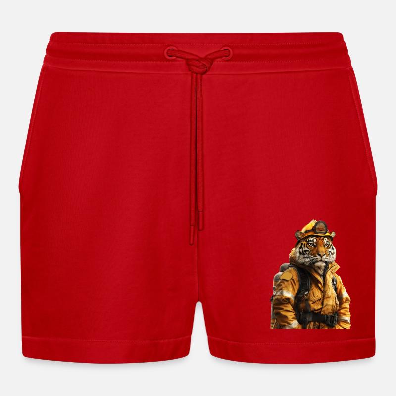 Tiger - Organic Relaxed Cropped Shorts Made in EU - Rot