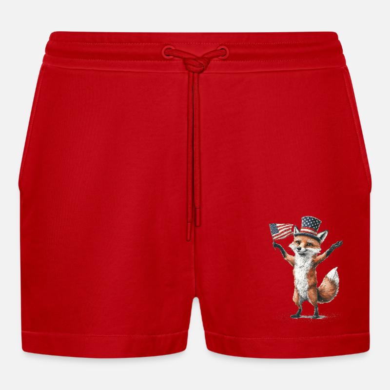 Fuchs - Organic Relaxed Cropped Shorts Made in EU - Rot
