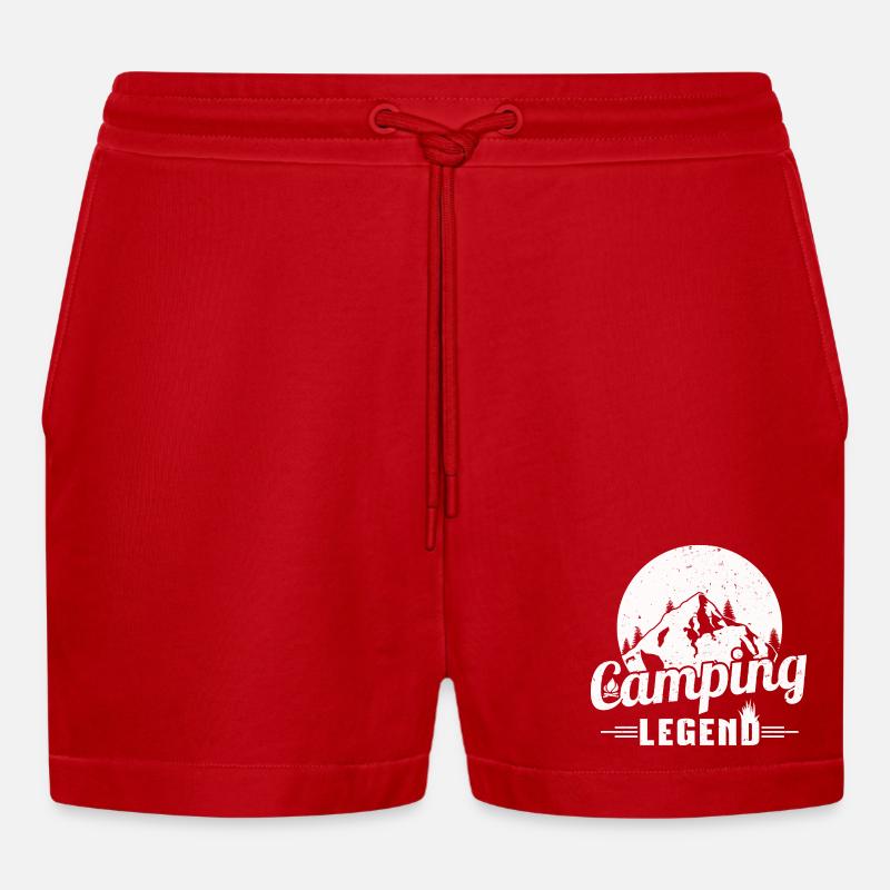 Bergcamping Legende Design - Organic Relaxed Cropped Shorts Made in EU - Rot
