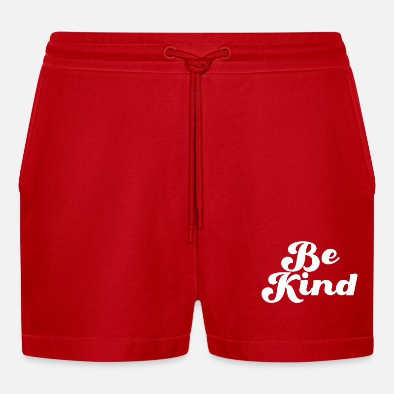 Be Kind Sei freundlich Statement - Organic Relaxed Cropped Shorts Made in EU - Rot