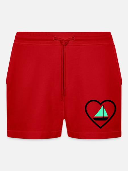 Cuore Vela – Passione Navigazione - Organic Relaxed Cropped Shorts Made in EU - red