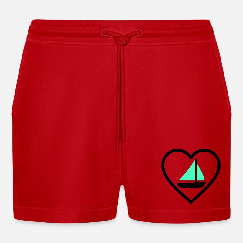 Cuore Vela – Passione Navigazione - Organic Relaxed Cropped Shorts Made in EU - red