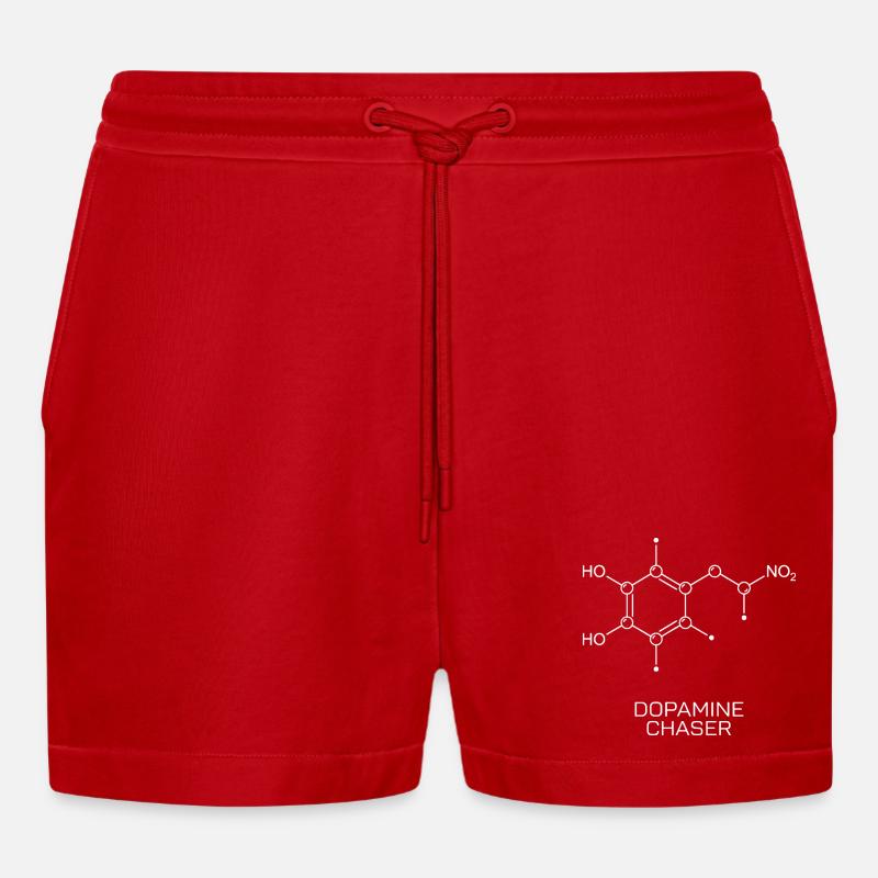 Molécule de recherche de dopamine - Short bio décontracté court fabriqué en UE - rouge