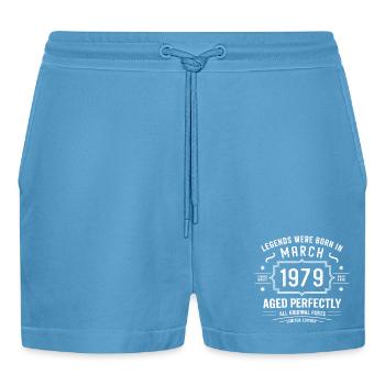 Legendär seit 47. März 1979 Geburtstag März 1979 - Organic Relaxed Cropped Shorts Made in EU -  Sol Blue - Vorne