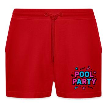 Lettrage des fêtes à la piscine des années 90 - Short bio décontracté court fabriqué en UE - rouge - Devant