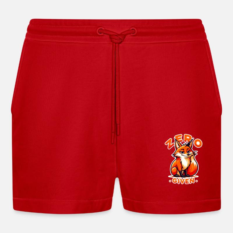 Zero Given - Fuchs Illustration - Organic Relaxed Cropped Shorts Made in EU - Rot