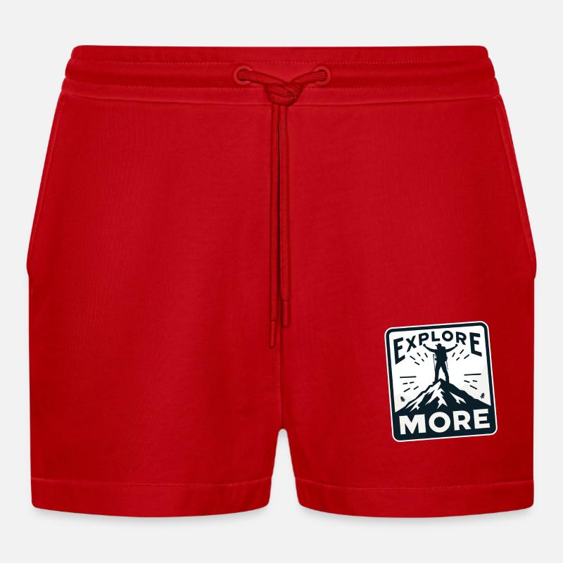 Explore more - Wanderer - Organic Relaxed Cropped Shorts Made in EU - red