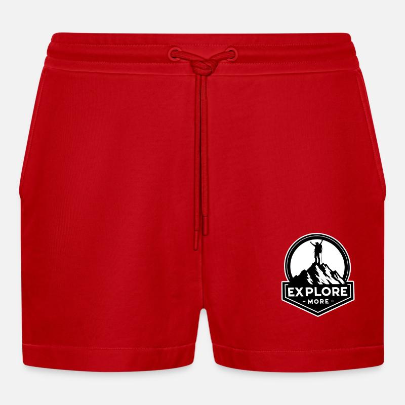 Explore more - Wanderer - Organic Relaxed Cropped Shorts Made in EU - Rot