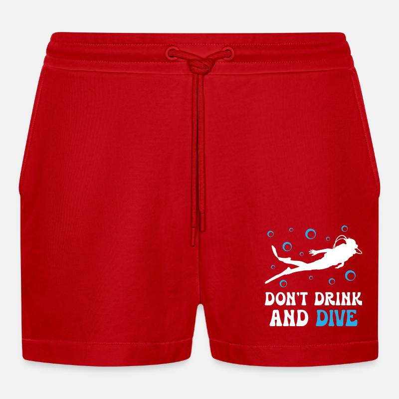 Dont Dring And Dive - Organic Relaxed Cropped Shorts Made in EU - red