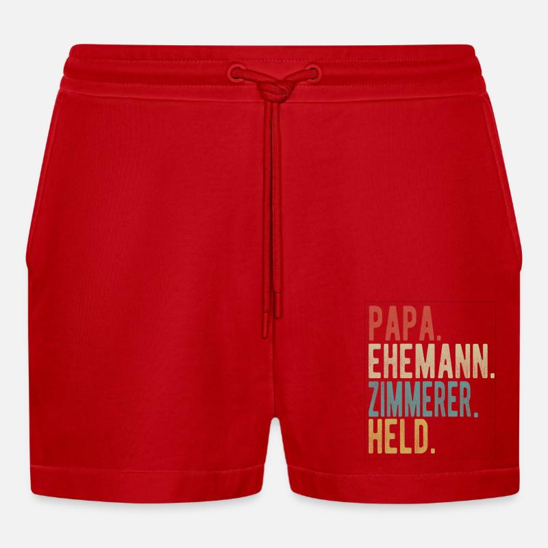 Zimmerer Papa Ehemann Held - Organic Relaxed Cropped Shorts Made in EU - Rot
