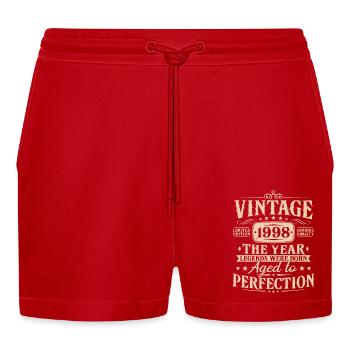 Vintage 1998 Jahrgang Geburtstag Geschenk - Organic Relaxed Cropped Shorts Made in EU - Rot - Vorne